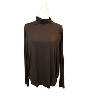 joan vass brown Dolan sleeve modal mock neck top - L